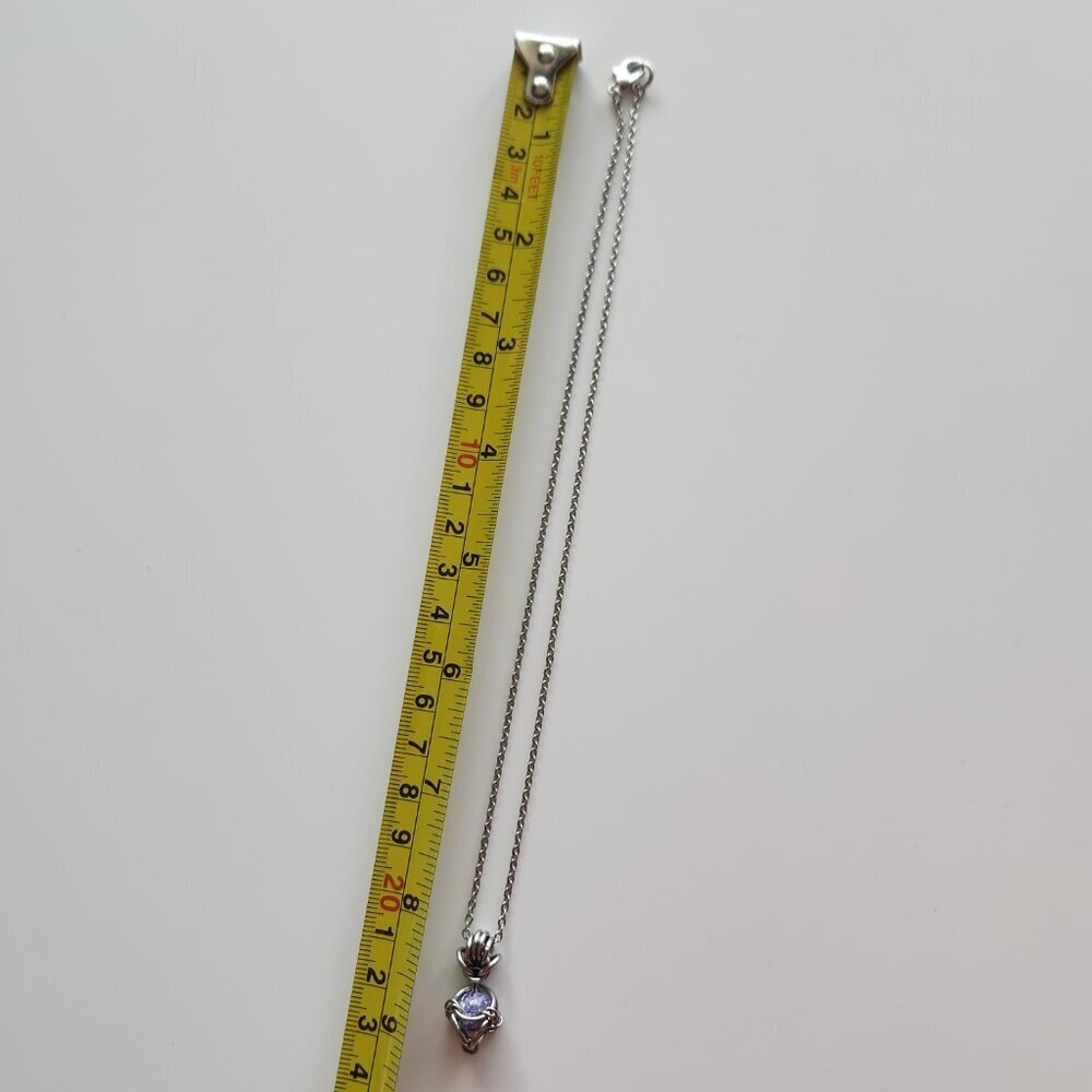 Whimsical fairy silver and purple pearl chainmail necklace - Picture 6 of 7